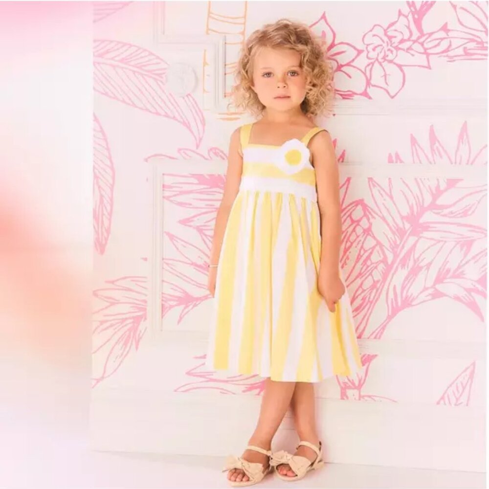 Lovely Serena Williams x Janie & Jack Stripe Spin Dress yellow striped w/rosette